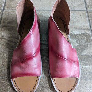 Free People Red Leather Mont Blanc Sandals Sz.37